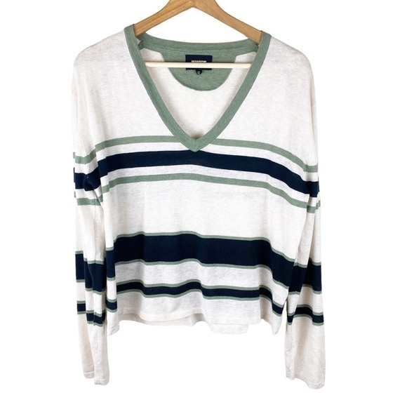 Monrow Striped Stretch Knit Sweater Size Medium - Picture 3 of 7